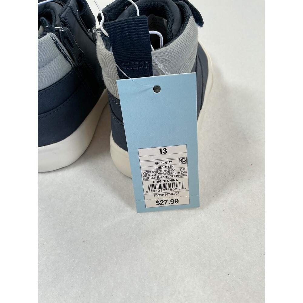Cat & Jack Harlen Navy Blue High Top Sneakers Kids Size 13 Side Zip 093120142 - Picture 4 of 7